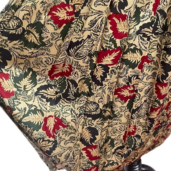 Vintage 80s High Rise Silk Maxi Skirt Box Pleated Button Down Skirt Floral Sz 18 - Picture 6 of 11